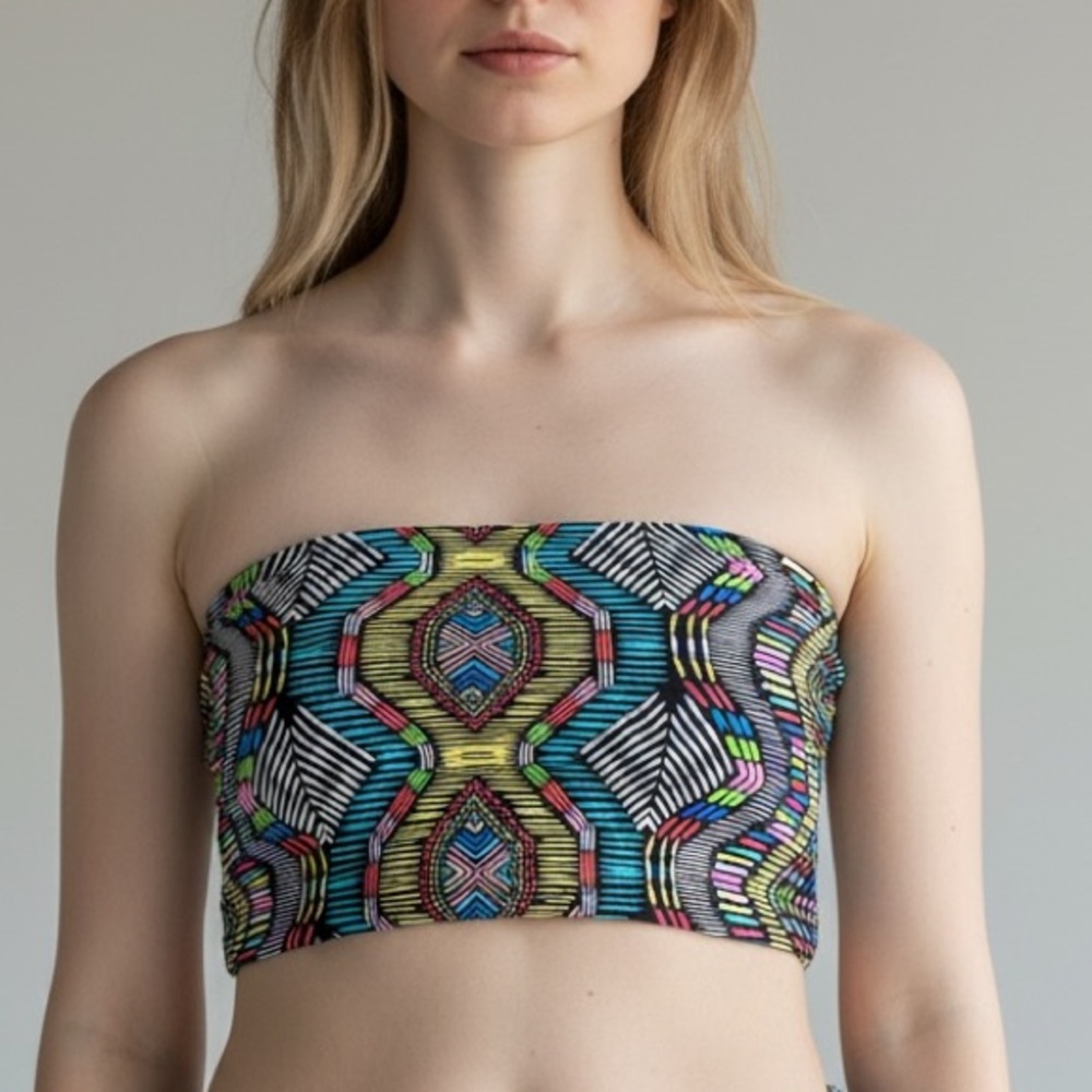 NWOT L*Space strapless bikini top Aztec print